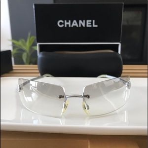 Authentic 2000s Chanel CC Logo Rimless Sunglasses
